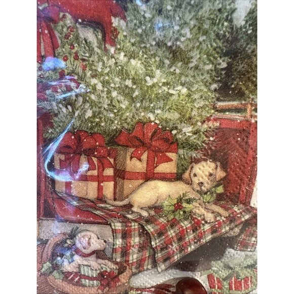 Mesafina Christmas Holidays Dog Old Truck 3 Ply Paper Napkin 40 Ct Germany Made - Picture 3 of 8